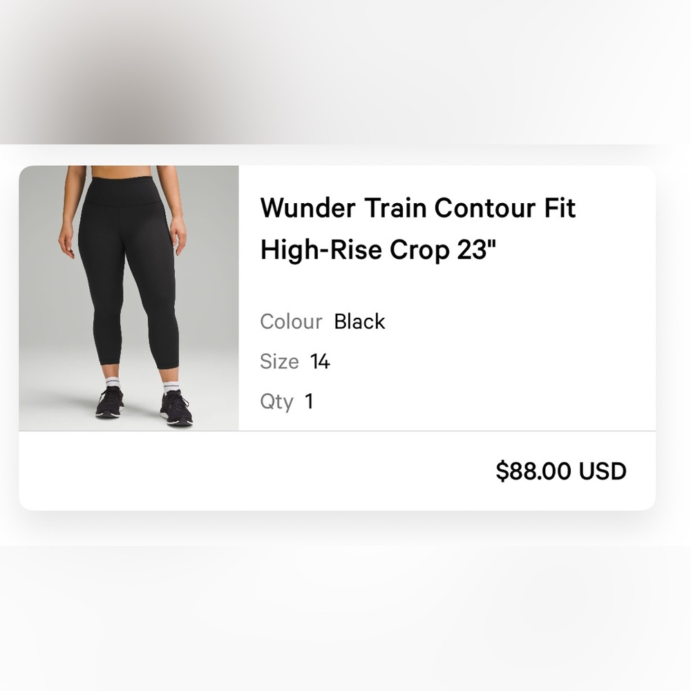 Lululemon Wunder Train Contour Fit High-Rise Crop 23’’ Size 14 in black